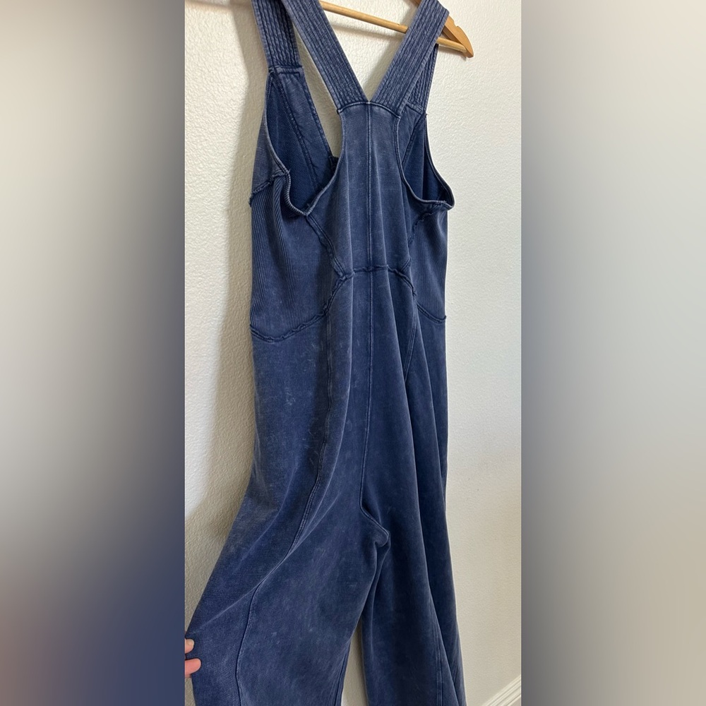 Ultra Soft Washed Navy Wide-Leg Overall/Jumpsuit by Daily Practice Anthropology - Picture 13 of 16